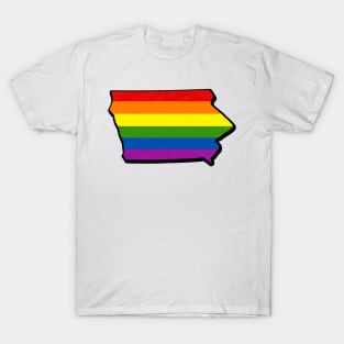 Rainbow Iowa Outline T-Shirt